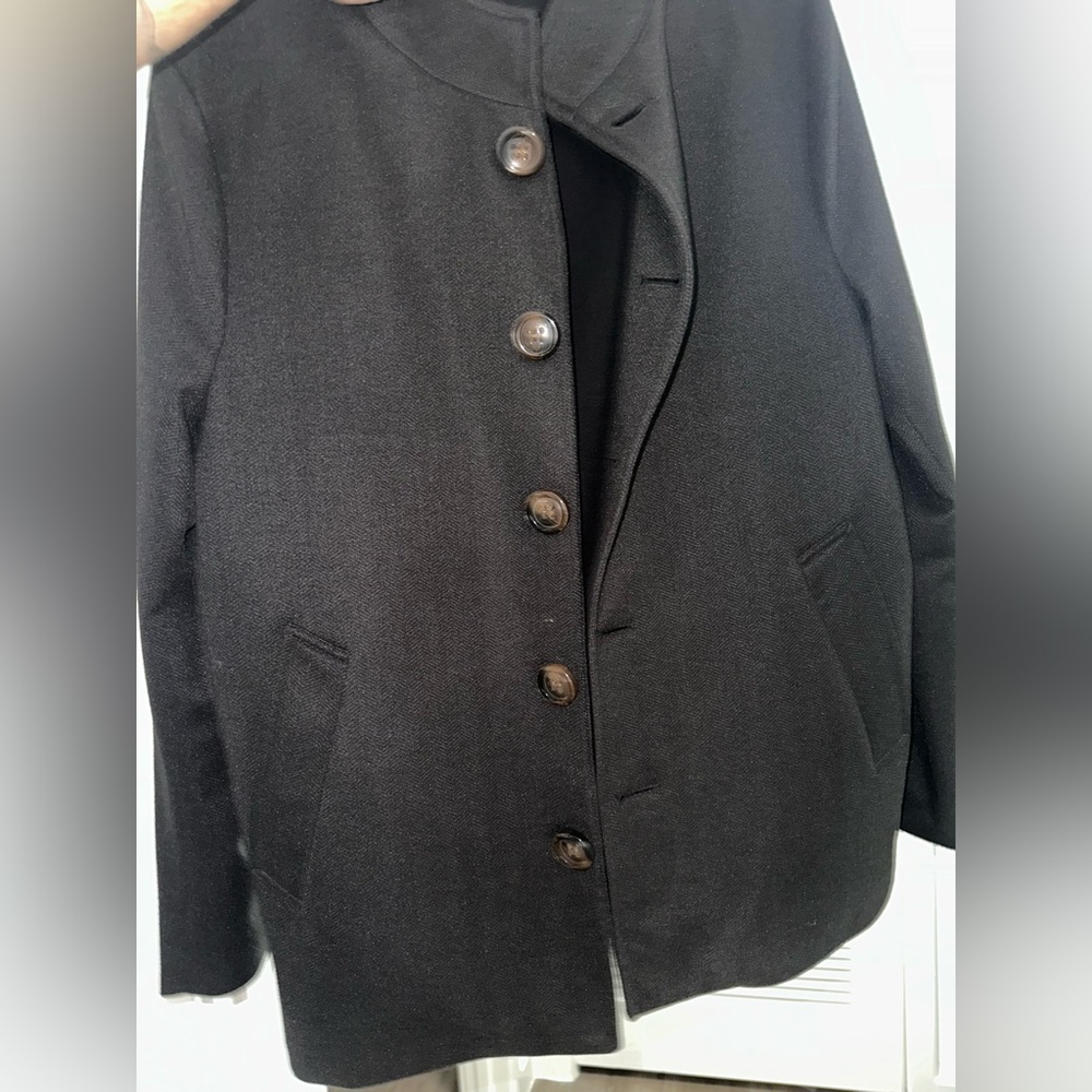State & Liberty Black Open Button Overcoat